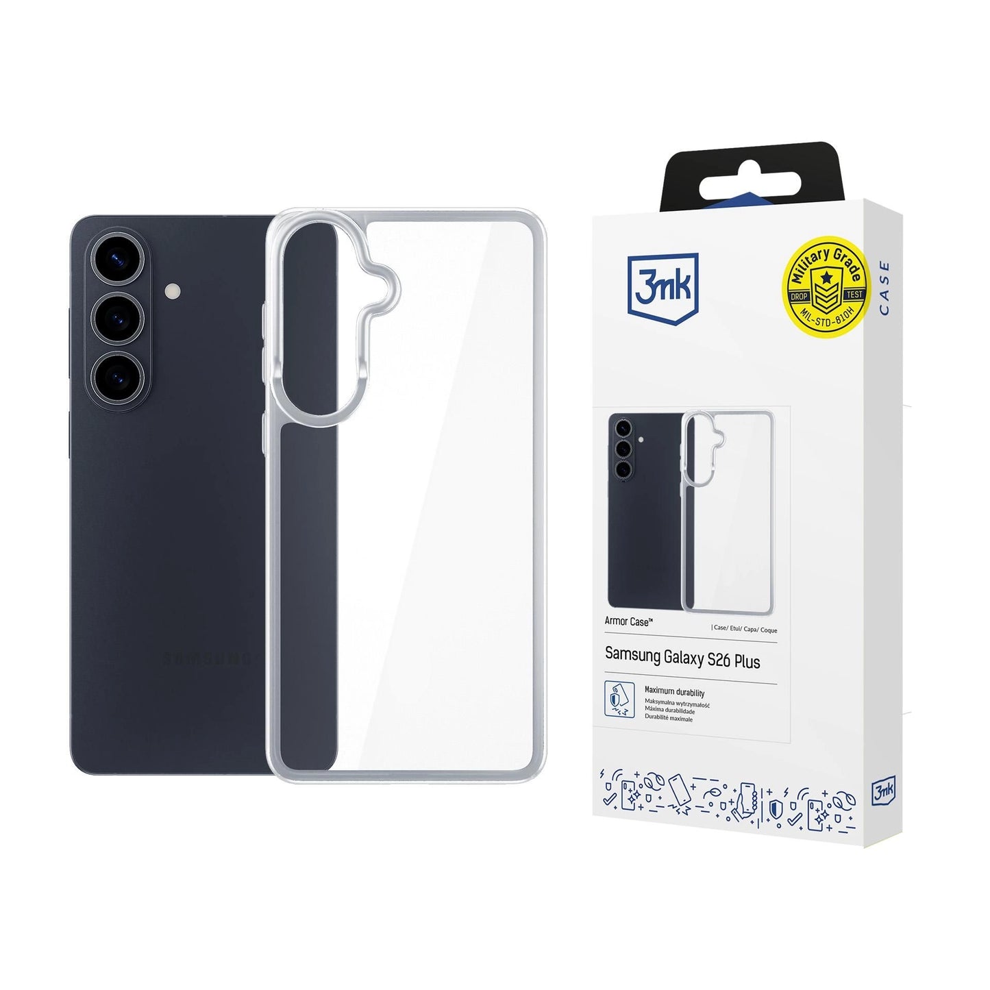 Прозрачен калъф с прозрачна защитна рамка за Samsung  Galaxy S26+ - 3mk Armor Case