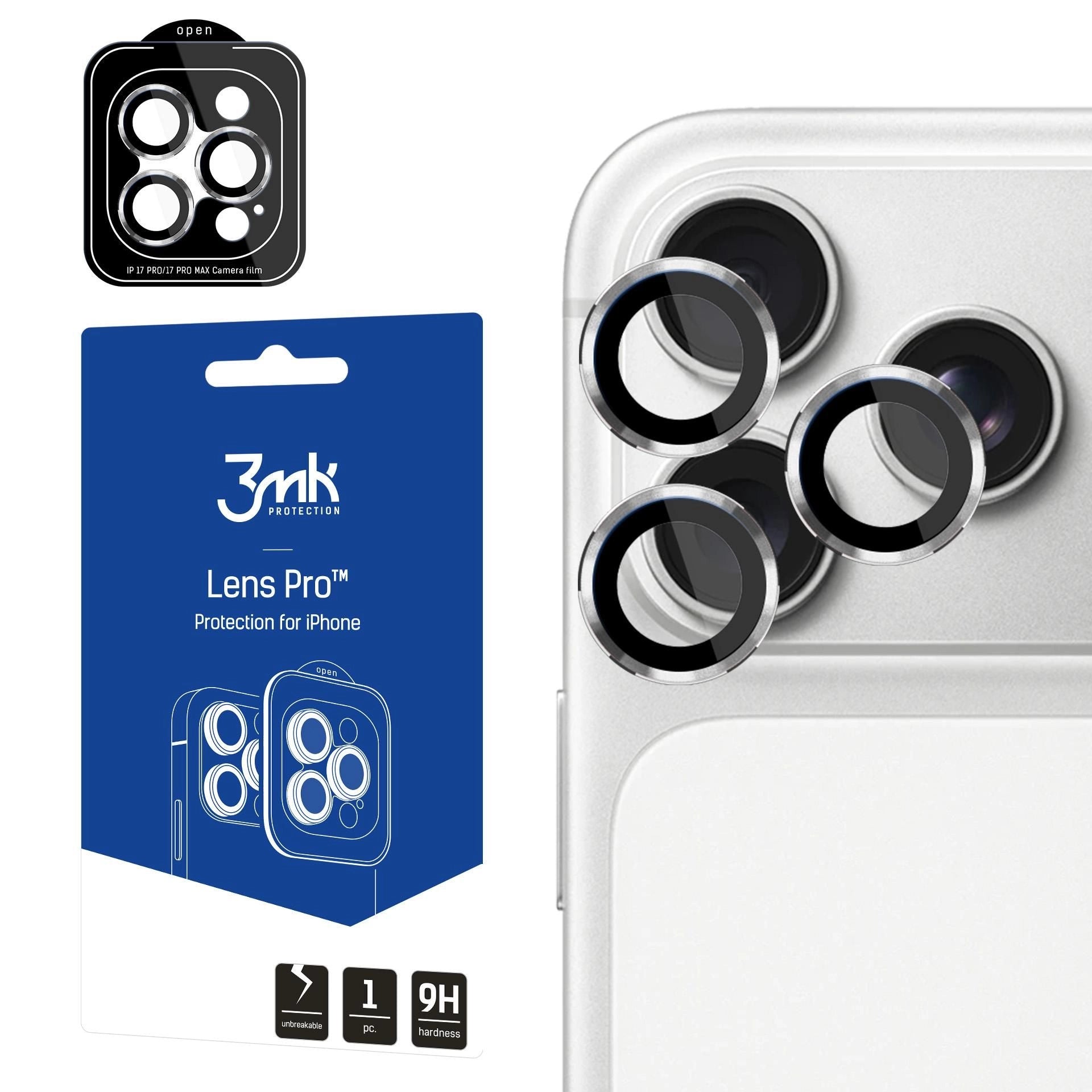 Протектор за камерата на Apple iPhone 17 Pro / iPhone 17 Pro Max - 3mk Lens Protection Pro Silver
