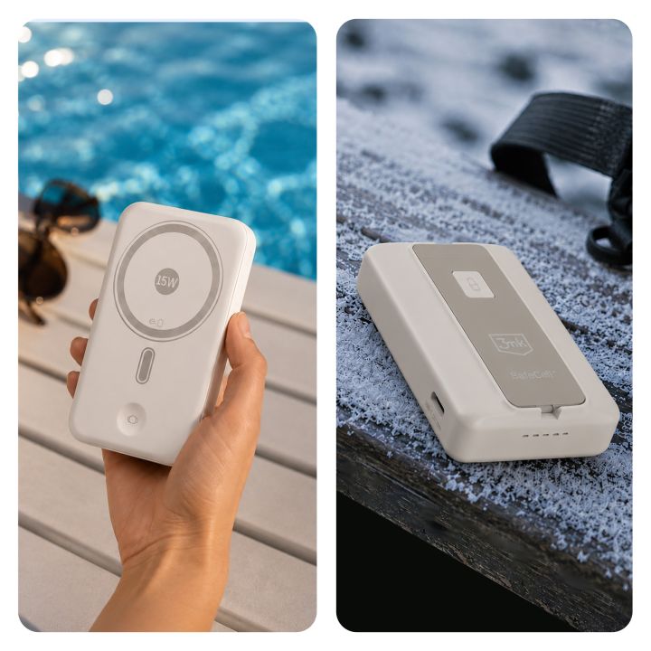 Джобна външна батерия - 3mk SafeCell 4 in 1 Semi-Solid 22.5W MagSafe 10,000mAh Бежова