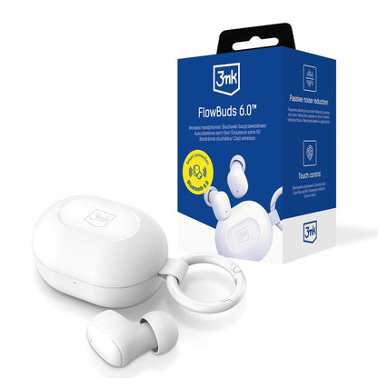 Безжични Bluetooth слушалки - 3mk FlowBuds 6.0 - бели