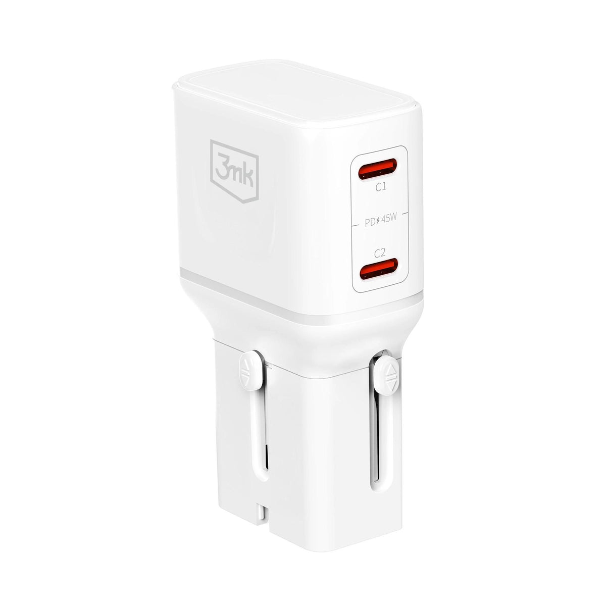 Зарядно с адаптери за целия свят  - 3mk incharge® Globe 45W™ US/EU/AUS/UK White