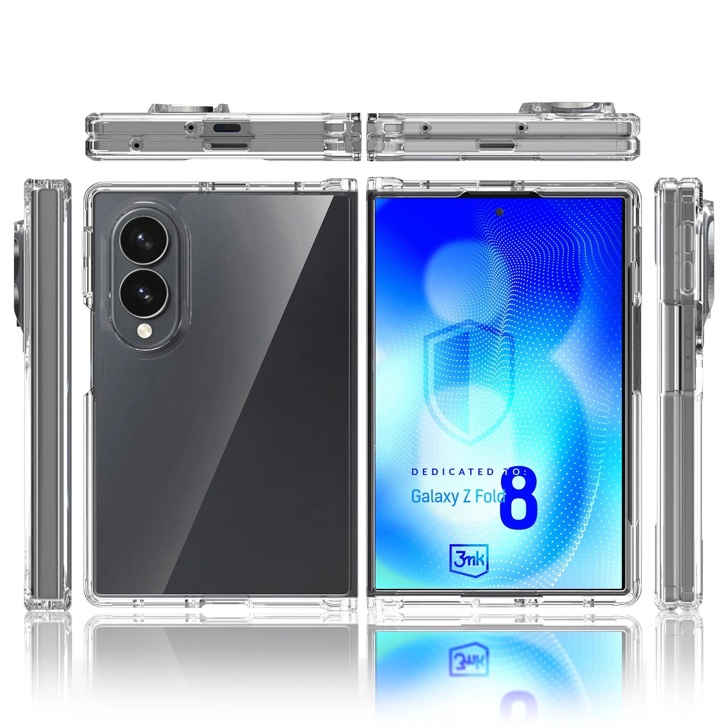 Прозрачен калъф с прозрачна защитна рамка за Samsung Galaxy Z Fold 8 - 3mk Armor Case