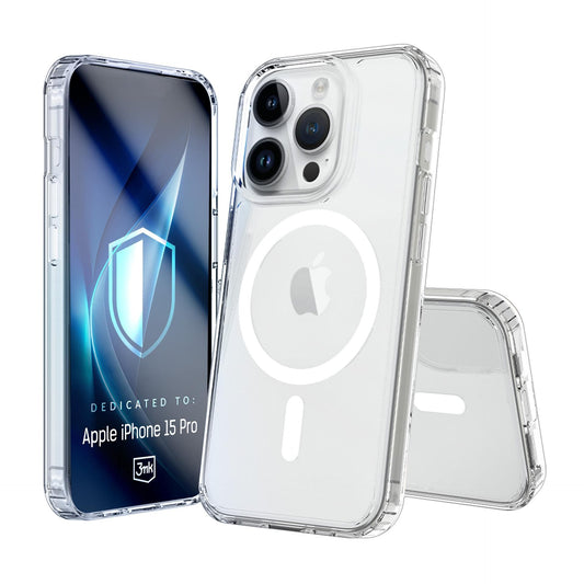 Прозрачен калъф MagSafe с прозрачна защитна рамка за Apple iPhone 15 pro - 3mk Armor MagCase
