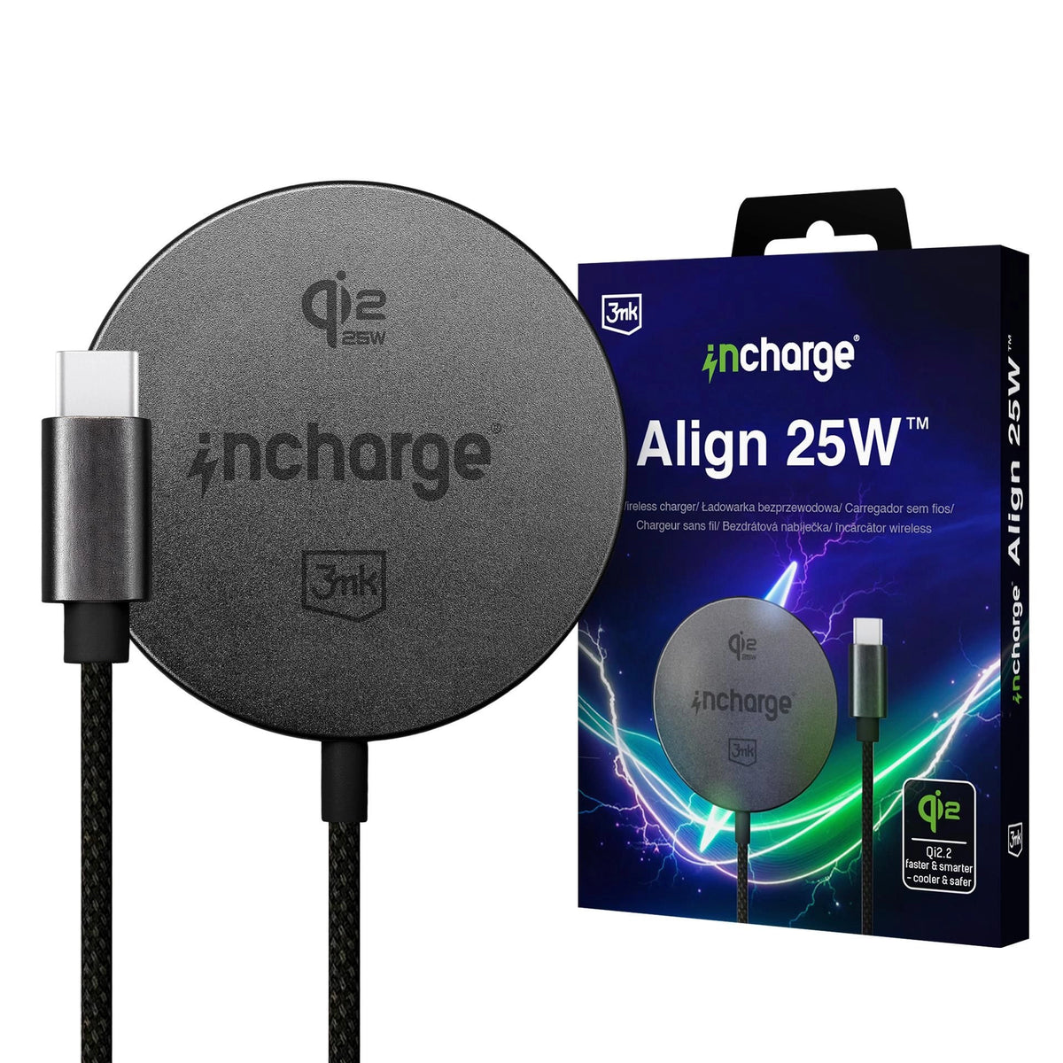 Безжично зарядно устройство - 3mk incharge Align Qi2.,2 25W for Android