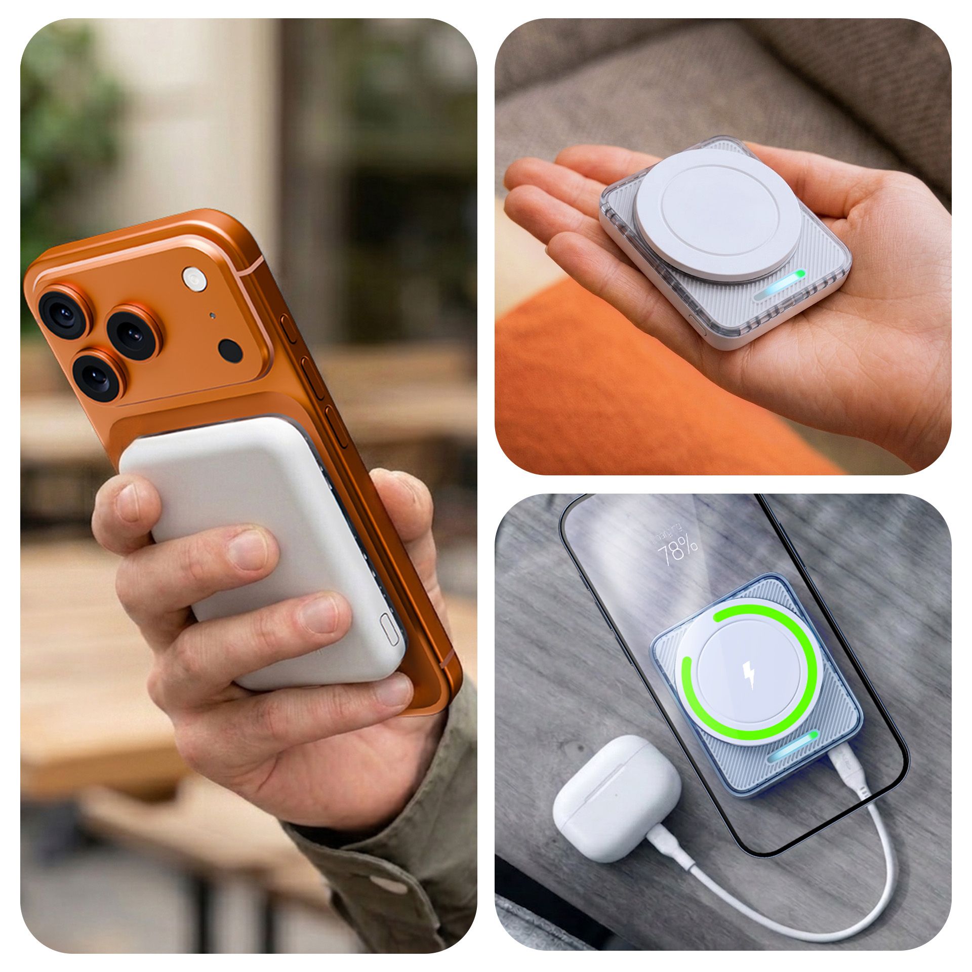 Джобна външна батерия - 3mk PowerMag Handy 22.5W MagSafe 5,000mAh Бяла
