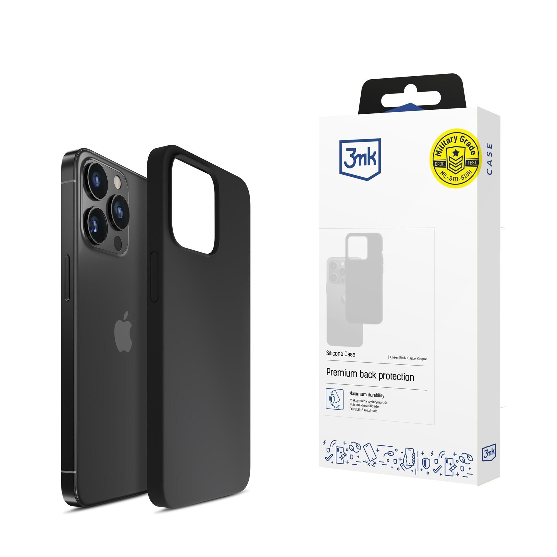 Черен силиконов калъф за Apple iPhone 16 Pro Max - 3mk Silicone Case